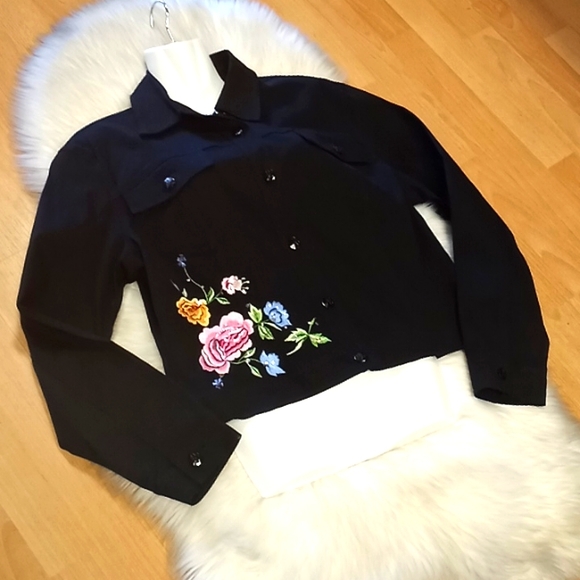 VTG-Lana Erica Floral Applique  Black Jacket - Picture 14 of 15